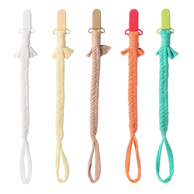 Pacifier Clip for Boys Girls Pacifier Holder Leash Boho Plastic