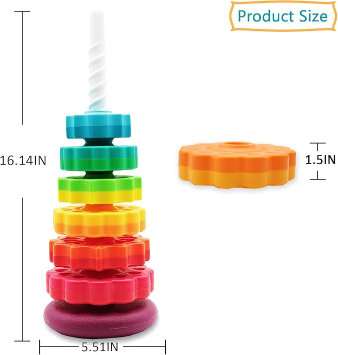 (1 PCS) Spinning Stacking Toys,Spin Toys ABS Plastic and Color Rainbow Design