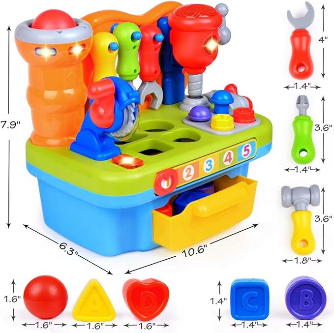 Toys for 1 Year Old Boy, Musical Learning Workbench for Toddler Toys Age 1-2 12-18 Months 1 Year