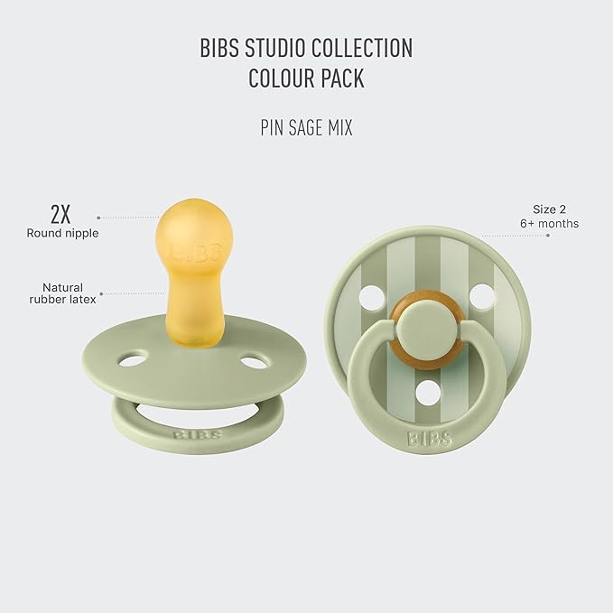 BIBS Pacifiers - Colour Studio 2 Pack | Round Nipple Baby Pacifier 6+ Months