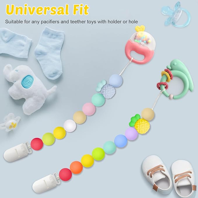 Silicone Pacifier Clip, 2 Pack Pacifier Holder for Boys and Girls