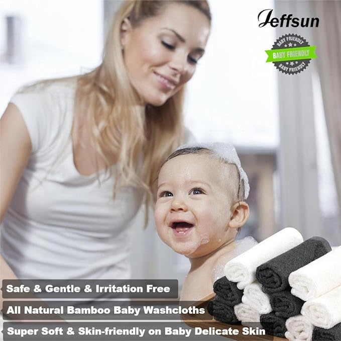 Baby Washcloths 12 Pack, 10x10 inch Heavenly Soft Wash Cloths for Face and Body