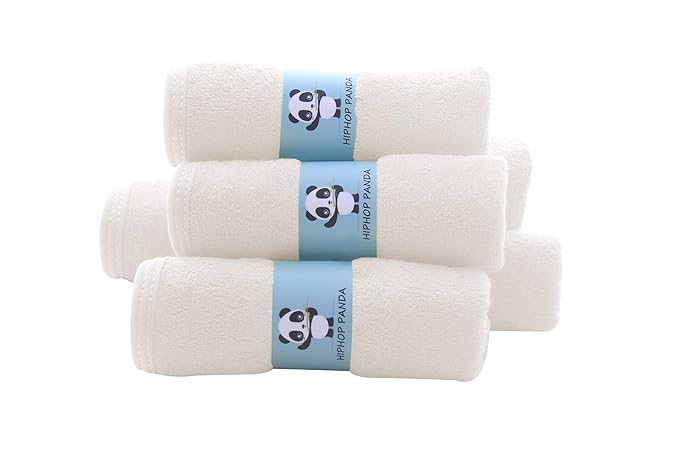 HIPHOP PANDA Baby Washcloths, Rayon Made from Bamboo - 2 Layer Ultra Soft Absorbent Newborn Bath Face Towel 6 Pack