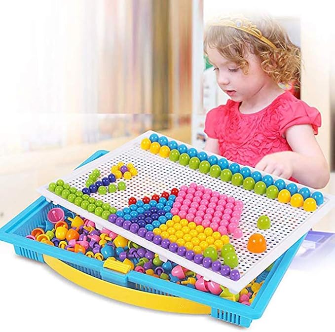 HenMerry Creative Mushroom Nails Mosaic Pegboard Children's Educational Toys 3D (600pcs)