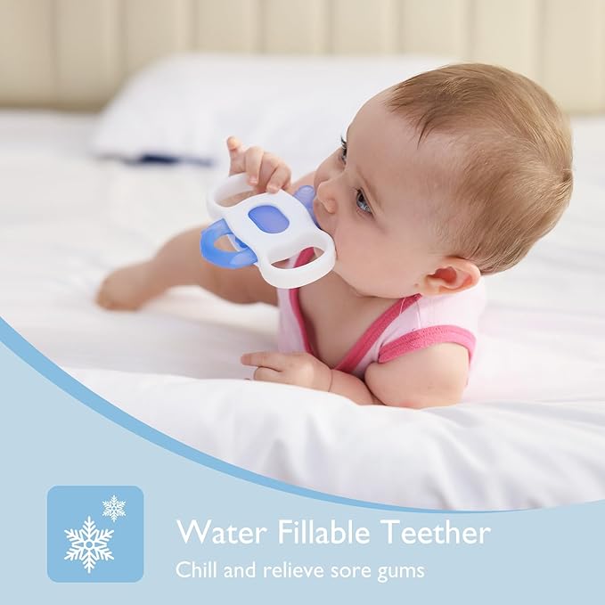 Momcozy Baby Teether Toys, Water Fillable Teether Silicone Cold Teether 0-12 Months, 2 Pcs