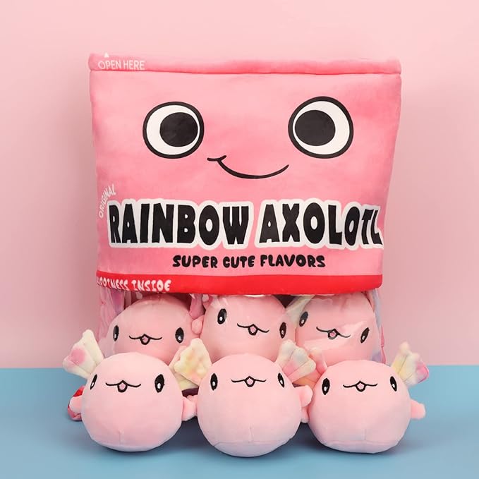 Axolotl Plush Pillow Throw Pillow, Cute Axolotl Plush Toys Doll (6 pcs,