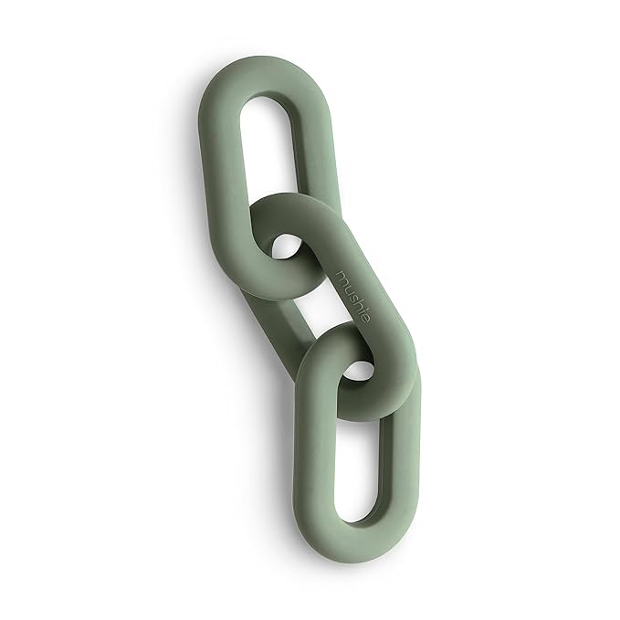 mushie Silicone Baby Links Teether Toy (Dried Thyme)