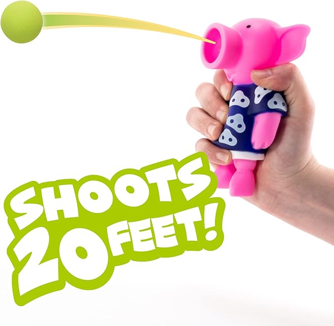 Hog Wild Pig Popper Toy - Shoot Foam Balls Up to 20 Feet 6 Balls 4+