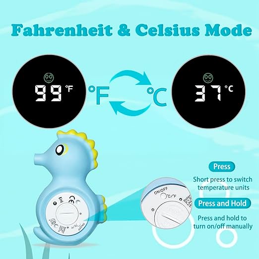 Baby Bath Thermometer Safety, Auto ON/Off Waterproof Bathtub Thermometer