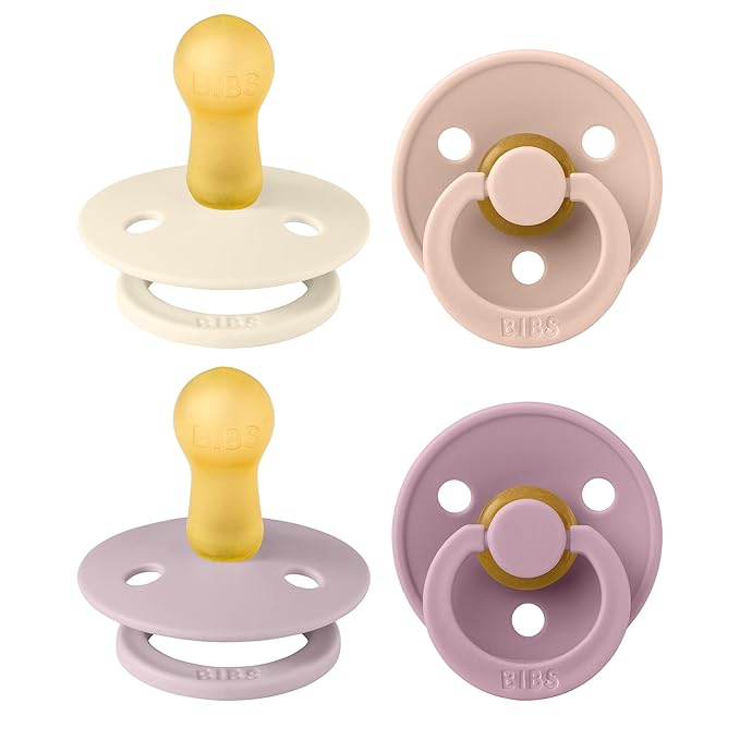 BIBS Pacifiers - Colour 4 Pack | Round Nipple Baby Pacifier 6-18 Months