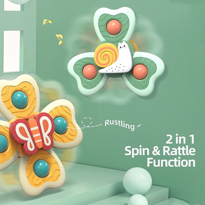 Baby Suction Cup Spinning Tops Toy, Suction Spinner Toys for Babies 1-3(Group B)
