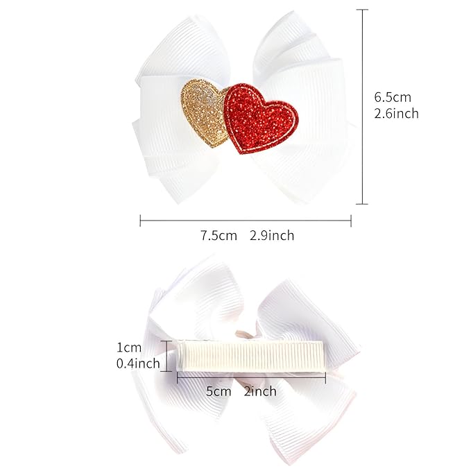 4 Pcs Valentine's Day Hair Clips Heart Bow Hair Accessories