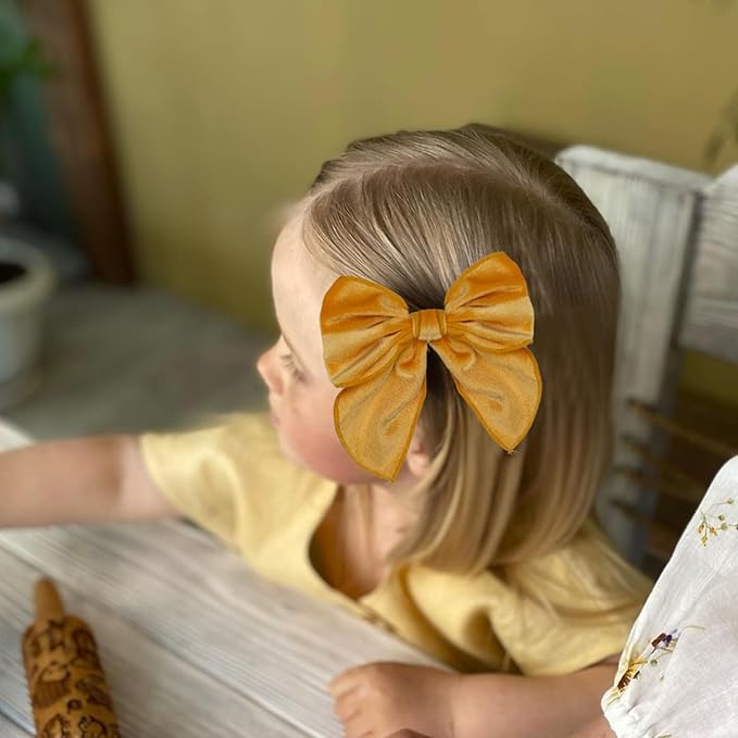 Velvet 5 Inch Swallowtail Fable Hair Bow Alligator Hair Clips 8Pcs for
