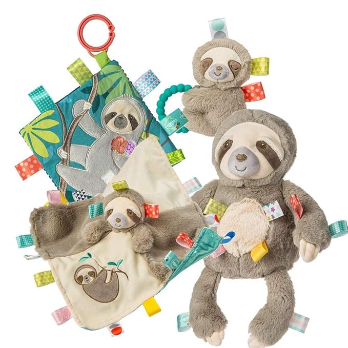 Taggies Soothing Sensory Stuffed Animal Security Blanket, Molasses Sloth 13 x 13-Inches