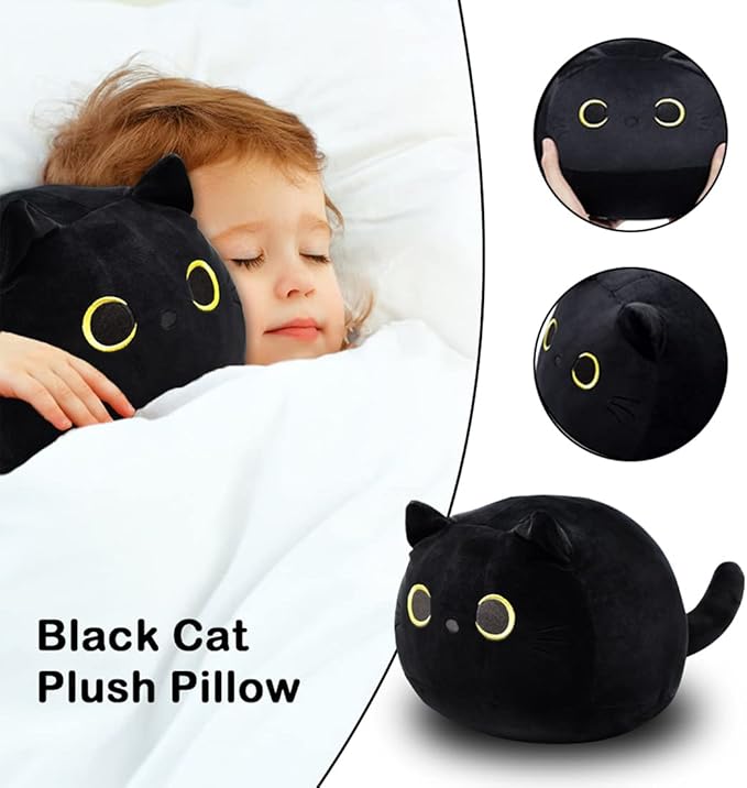 iBccly 8" Black Cat Plush Toy Black Cat Pillow,Soft Plush Doll Cat Plushie Cat Pillow 8 in)