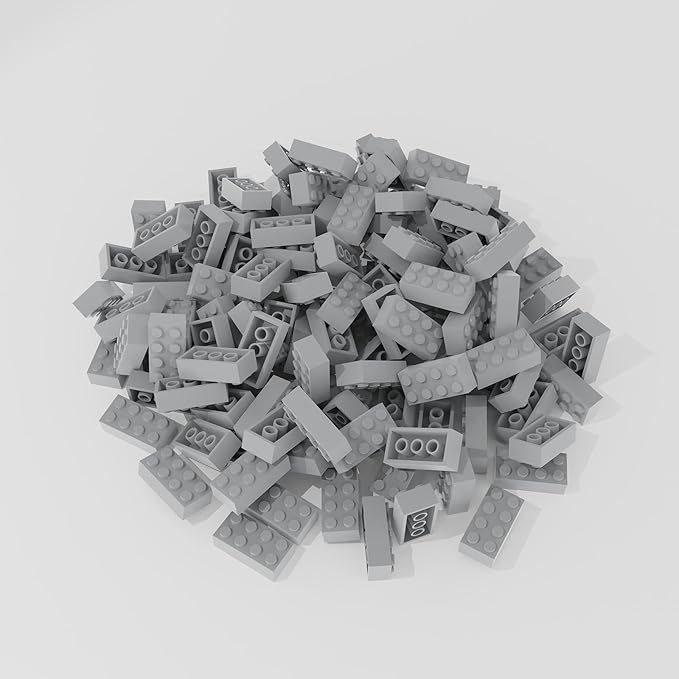 Classic Bulk Brick Block 2x4, 200 Piece Building Brick Light Gray 3001, Creative