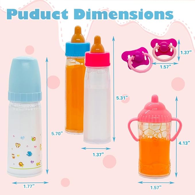 Baby Doll Accessories Toys Baby Doll Magic Bottles Disappearing Bottles 3 4 5 6 12-18" Doll))