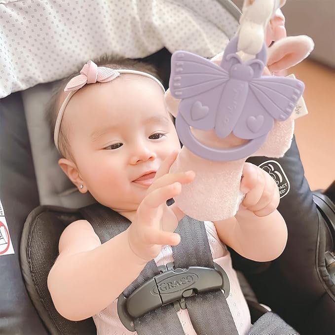 Itzy Ritzy Teething Activity Toy - Bitzy Busy Ring Infant Teething Toy Features Braided Ring & Dangling Toys, Includes Teether 0 Months