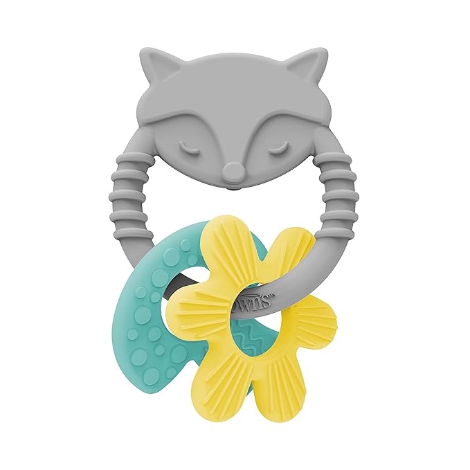 Dr. Brown's Learning Loop Fox, Baby Teether Ring with Multiple Shapes & Textures 100% Silicone, 3m+