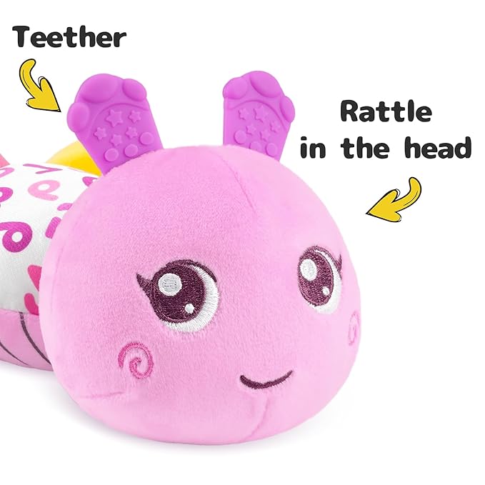 Infant Baby Musical Stuffed Animal Activity Soft Toys with Multi-Sensory Crinkle, Rattle and Textures 0-3-6-12 Months