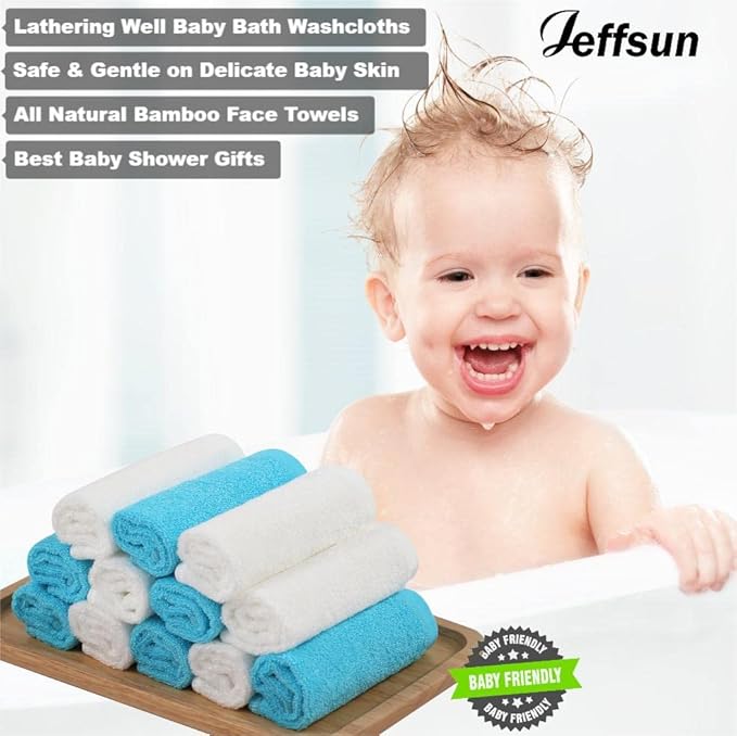 Baby Washcloths 12 Pack, 10x10 inch Heavenly Soft Wash Cloths for Face and Body