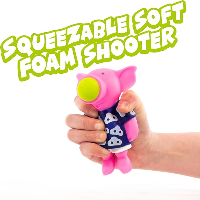 Hog Wild Pig Popper Toy - Shoot Foam Balls Up to 20 Feet 6 Balls 4+