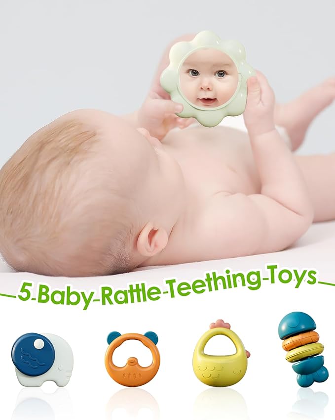 dearlomum Baby Play Mat Baby Gym,Funny Play Piano Tummy Time Baby Activity Mat with 5 Infant Sensory Baby Toys 0 to 3 6 9 12