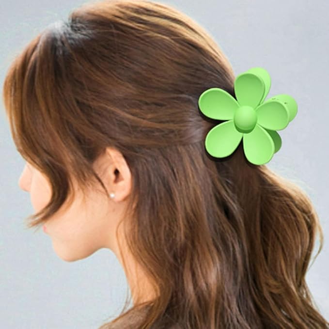 Light Yellow Hair Claw Clips Flower Shaped Plastic Jaw Clips