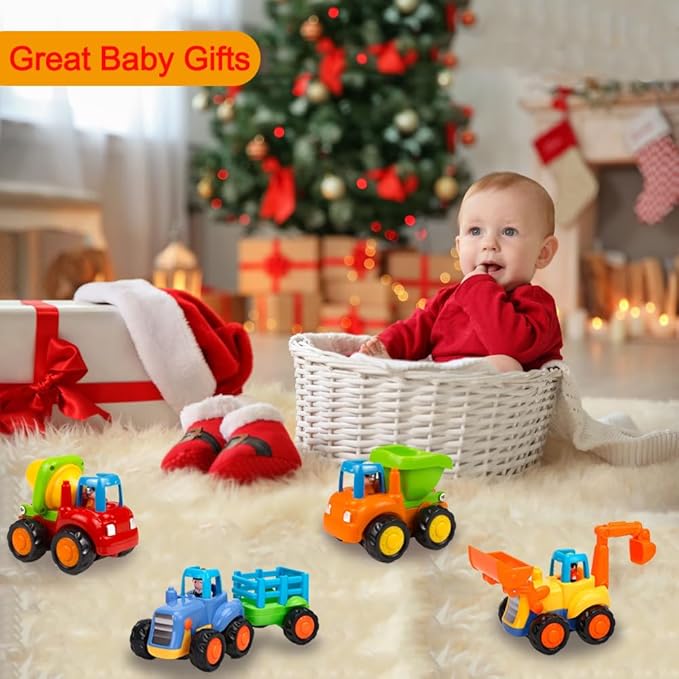 Friction Powered Cars Push and Go Trucks Construction Vehicles Toys