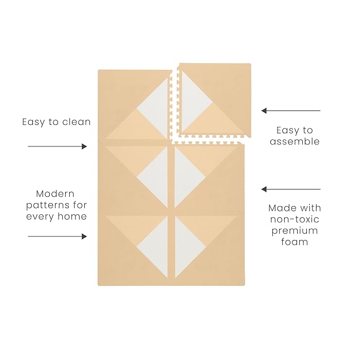 Toddlekind playmat - Prettier Puzzle Playmat (Kyte Wheat), 4 X 6 Feet (6 Tiles)