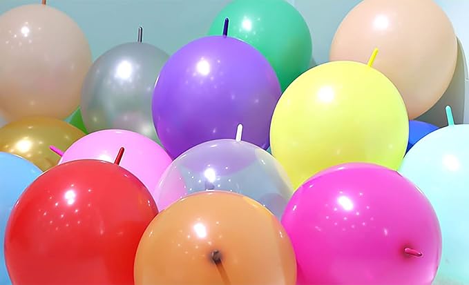 10 Inch Assorted Color Latex Link Balloon 50 Pcs Quick