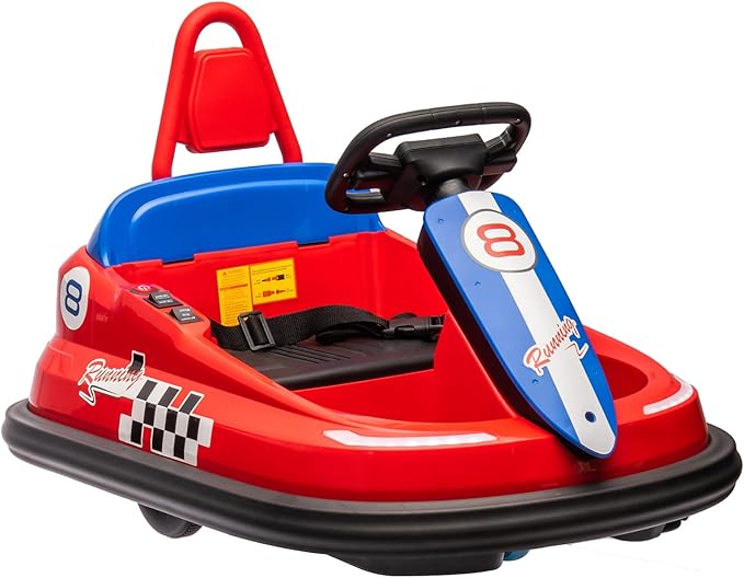 Hetoy Bumper Car for Toddlers, 6V Electric Ride On Toys for Kids 1.9 MPH 360 Degree 2-Speeds, Lights, 2-6 Years,