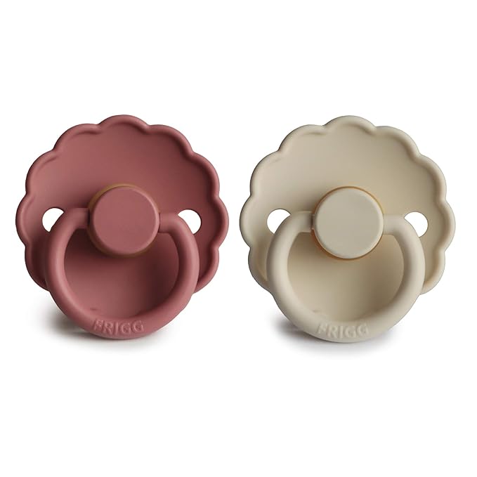 FRIGG Daisy Natural Rubber Baby Pacifier | Made in Denmark 0-6 Months) 2-Pack