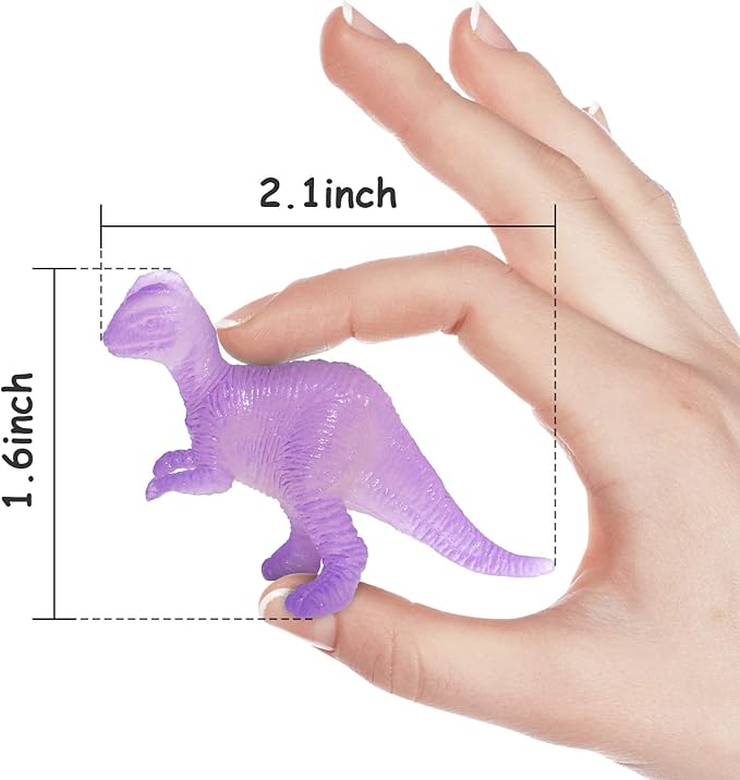HAPTIME 16 Pcs Mini Dinosaur Figures, Small Luminous Dinosaur Toy