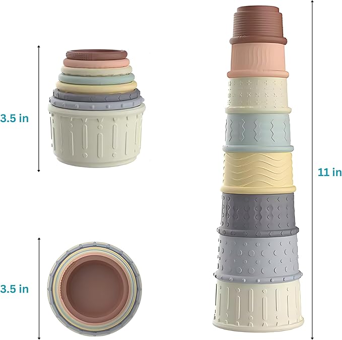 Stacking Cups Activity for Baby | Early Development and Sensory Training 6+ Months 8 Count