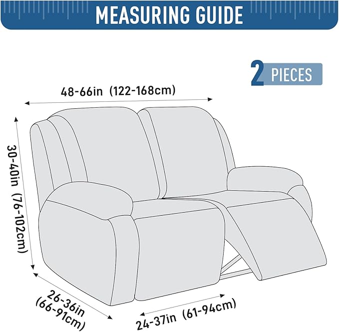 TAOCOCO Recliner Loveseat Cover, Stretch Jacquard Reclining Loveseat Cover Furniture Protector Sofa Slipcovers 2 Seat Recliner Covers with Elastic Bottom for Kids, Pets (Burgundy)