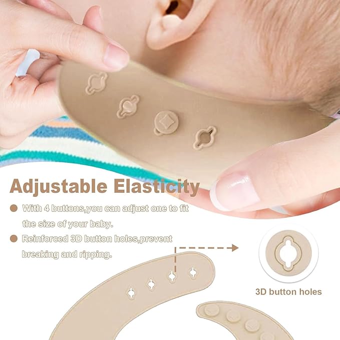Baby Feeding Tableware Set Silicone Tray and Bowl with Suction Cup Baby Weaning Supplies Adjustable Waterproof Bib Learning Cup and 2 Spoons 2 Forks 8-Piece Set(Apricot)