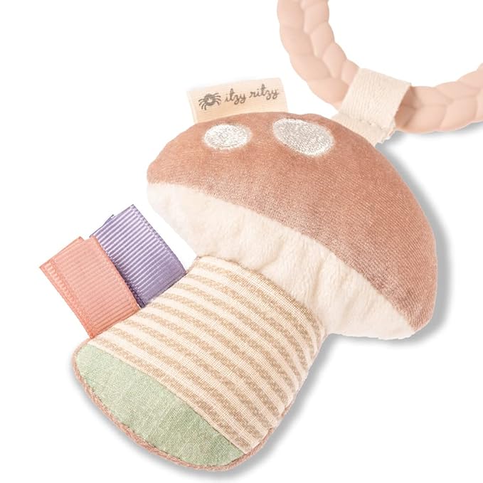 Itzy Ritzy Teething Activity Toy - Bitzy Busy Ring Infant Teething Toy Features Braided Ring & Dangling Toys, Includes Teether 0 Months