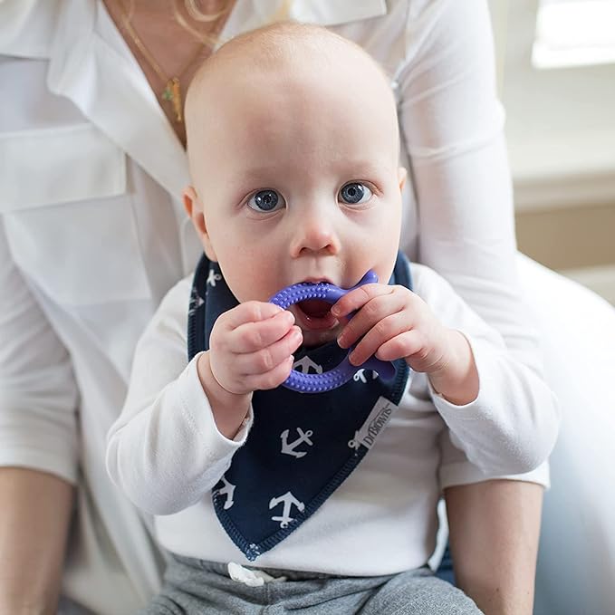 Dr. Brown's Flexees Friends Silicone Teether Purple Octopus Dr. Brown’s Flexees Beaded Teether Rings,100% Silicone Self-Soothe,3 Pack, 3m+