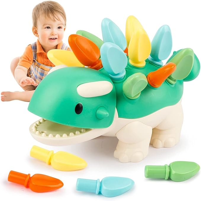 Hirger Montessori Toys for Baby 1 2 3 4 Year Old: Fine Motor Dinosaur Toys for Kids 2-4|Toddler Learning Educational Toys for Birthday Gift Age 1-2 12-18 Months