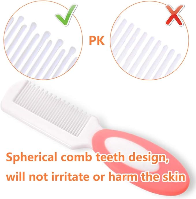 Baby Hair Brush, Cradle Cap Brush, Baby Hair Comb, Baby Hair Brush and Comb Set for Newborns & Toddlers, Baby Brush Soft Bristles, Ideal for Cradle Cap, Perfect Baby Registry Gift (Pink)