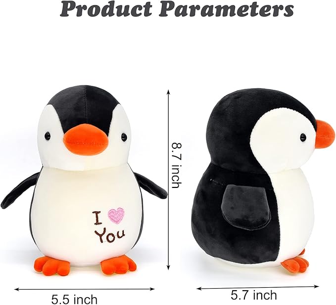 HWD 8.7" Soft Stuffed Penguin Dolls, Stuffed Animals Toys