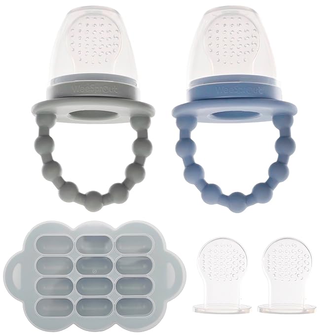 WeeSprout Silicone Baby Food Feeders + Freezer Tray for Batch Prep, Set of 2 2 Extra