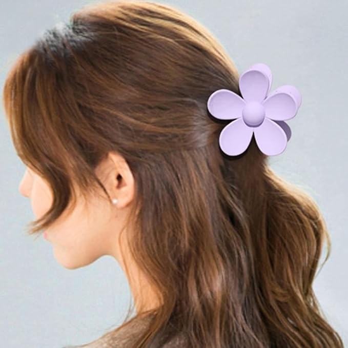 Light Yellow Hair Claw Clips Flower Shaped Plastic Jaw Clips