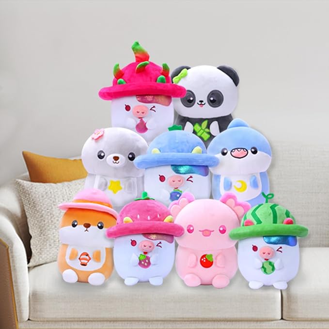 8" Mushroom Blueberry Cow Stuffed Animals - Cute Plushies & Soft Plush Toys, Stuffed Cow Plush for Girls
