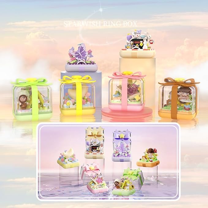 Creative Block Toys Block Ring Box 129PCS for Girls and Boys Birthday Gift Ornament Decoration Valentine's Day Gift for Teens14 +