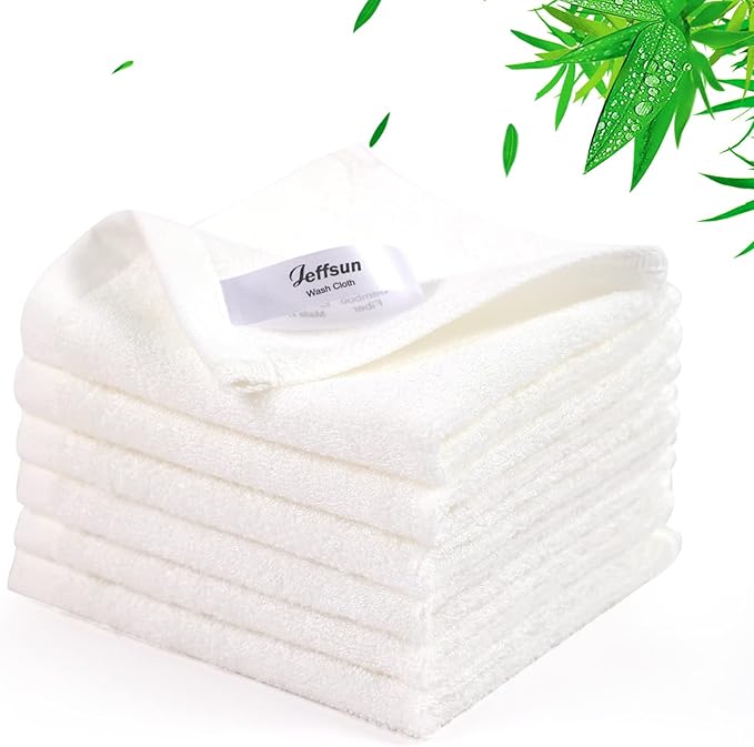 Baby Washcloths 6 Pack, 10x10 inch Heavenly Soft White Wash Cloths for Face and Body