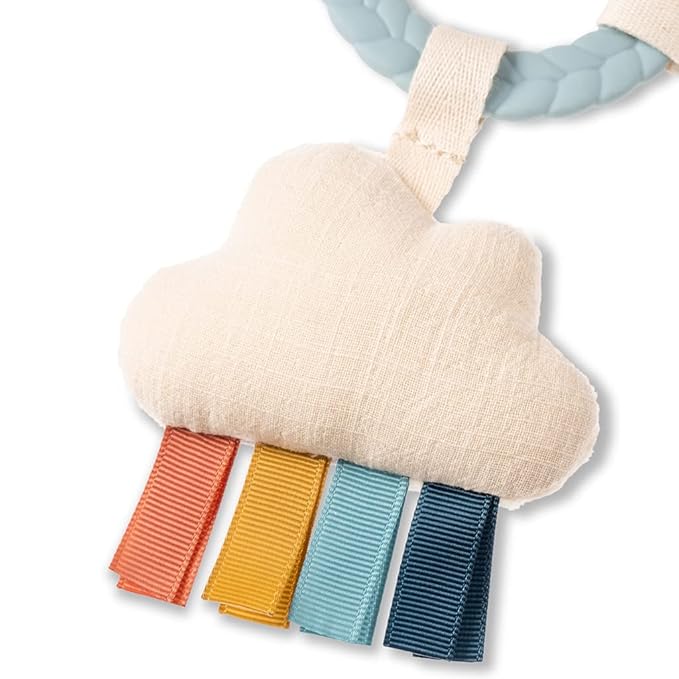 Itzy Ritzy Teething Activity Toy - Bitzy Busy Ring Infant Teething Toy Features Braided Ring & Dangling Toys, Includes Teether 0 Months