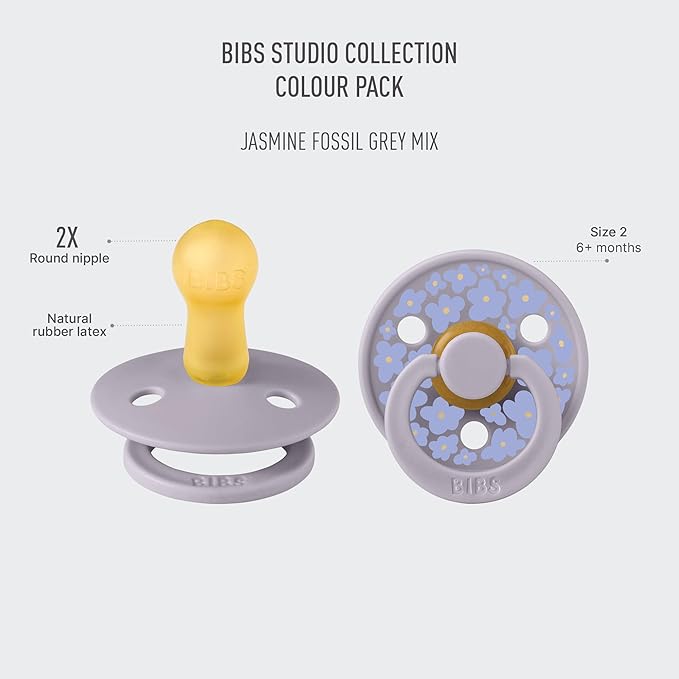 BIBS Pacifiers - Colour Studio 2 Pack | Round Nipple Baby Pacifier 6+ Months