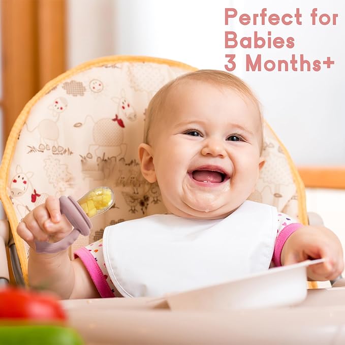 Socub Silicone Baby Fruit Food Feeder & Baby Food Freezer Tray Set, Breastmilk Popsicle Molds for Baby Teething Relief 3 Sizes